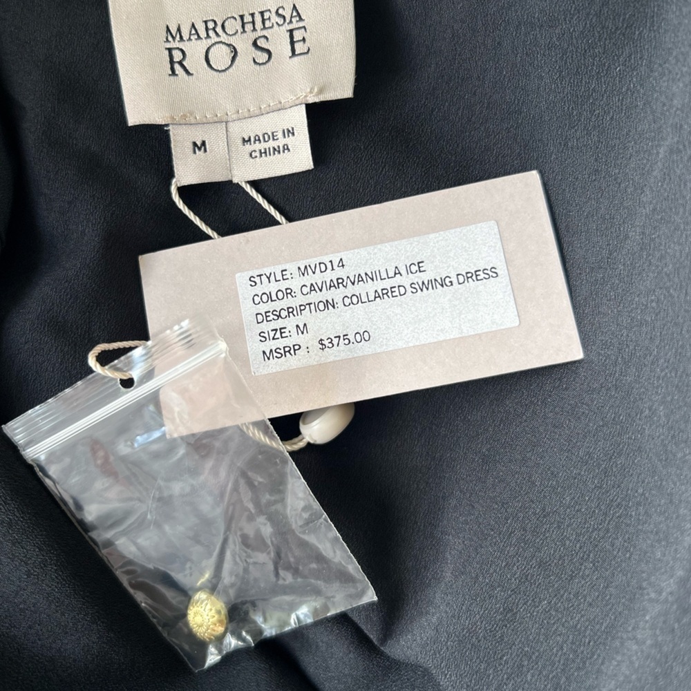 NWT Marchesa Collared Swing Dress Black $375. Sleeveless Size M - Picture 6 of 9